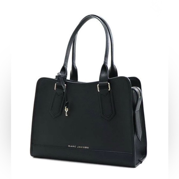 Marc Jacobs Drifter Black Leather Tote Bag – Classic Structured Work Satchel NWT - Picture 1 of 9